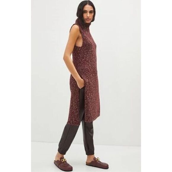 Anthropologie Sleeveless Flowy Turtleneck Tunic Sweater Bordeaux‎ Size S - Picture 3 of 12
